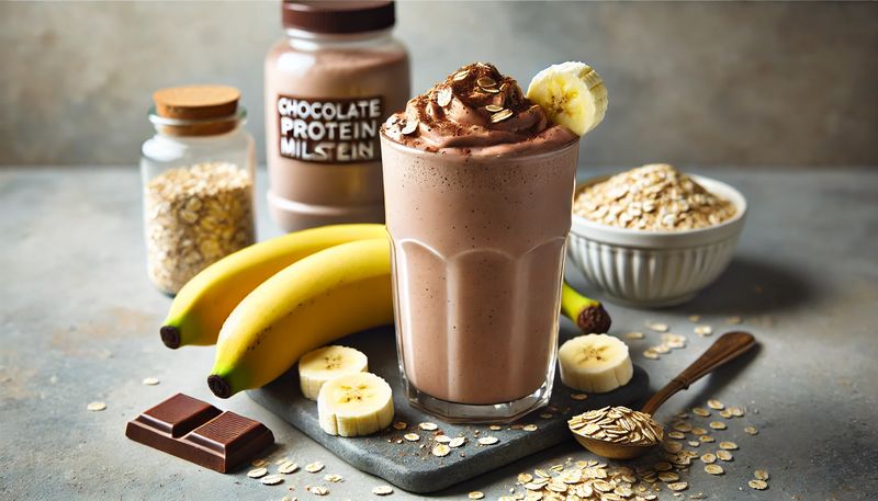 Milkshake banane-protéine et flocons d'avoine